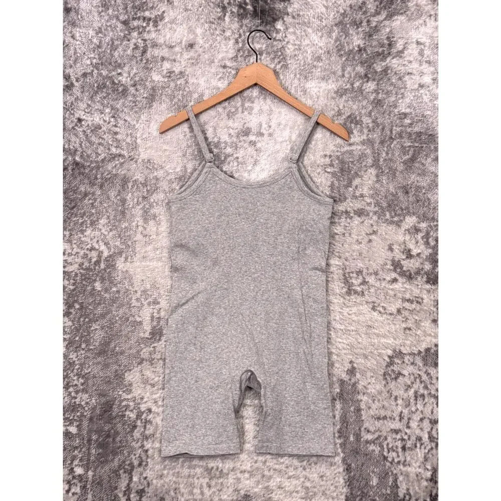 ALO Seamless Ribbed Mellow Romper Medium Womens Heather Gray